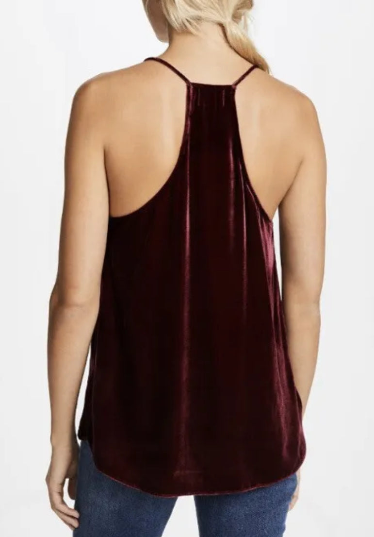 Cami NYC The Racer Velvet Cami With Lace - Black/Red