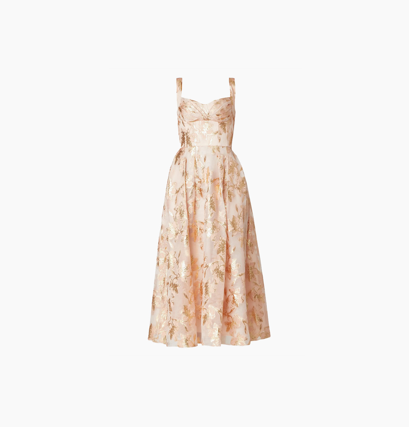 Shoshanna Ophelia Organza Tea Length Dress - Blush Gold | Shop Designers on Sale Shoshanna Ophelia Organza Tea Length Dress - Blush Gold | Shop Designers on Sale