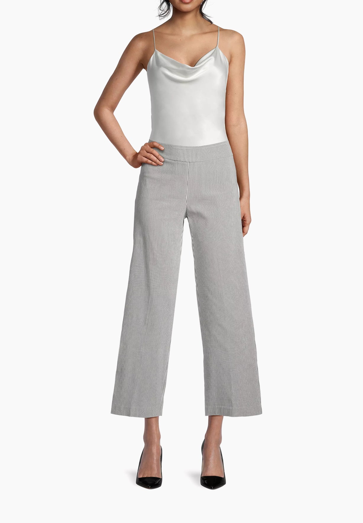 Avenue Montaigne Alex Seersucker Wide-Leg Pants