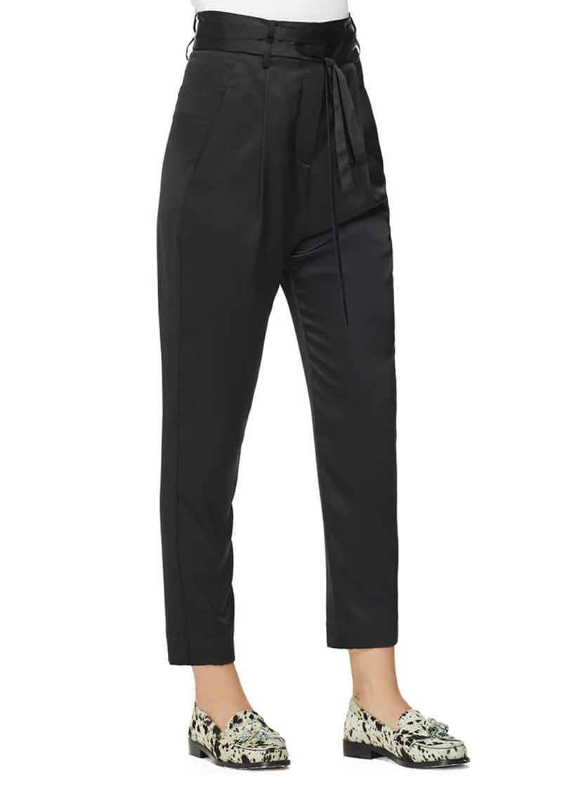 Michelle Mason Paperbag Cropped Trouser - Black