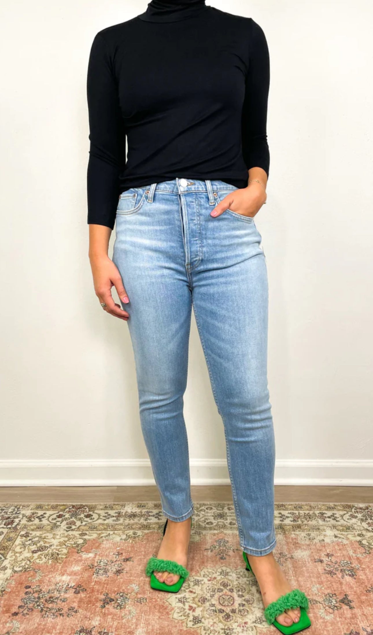 Re/Done 90s Ultra High Rise Ankle Crop - Costa indigo