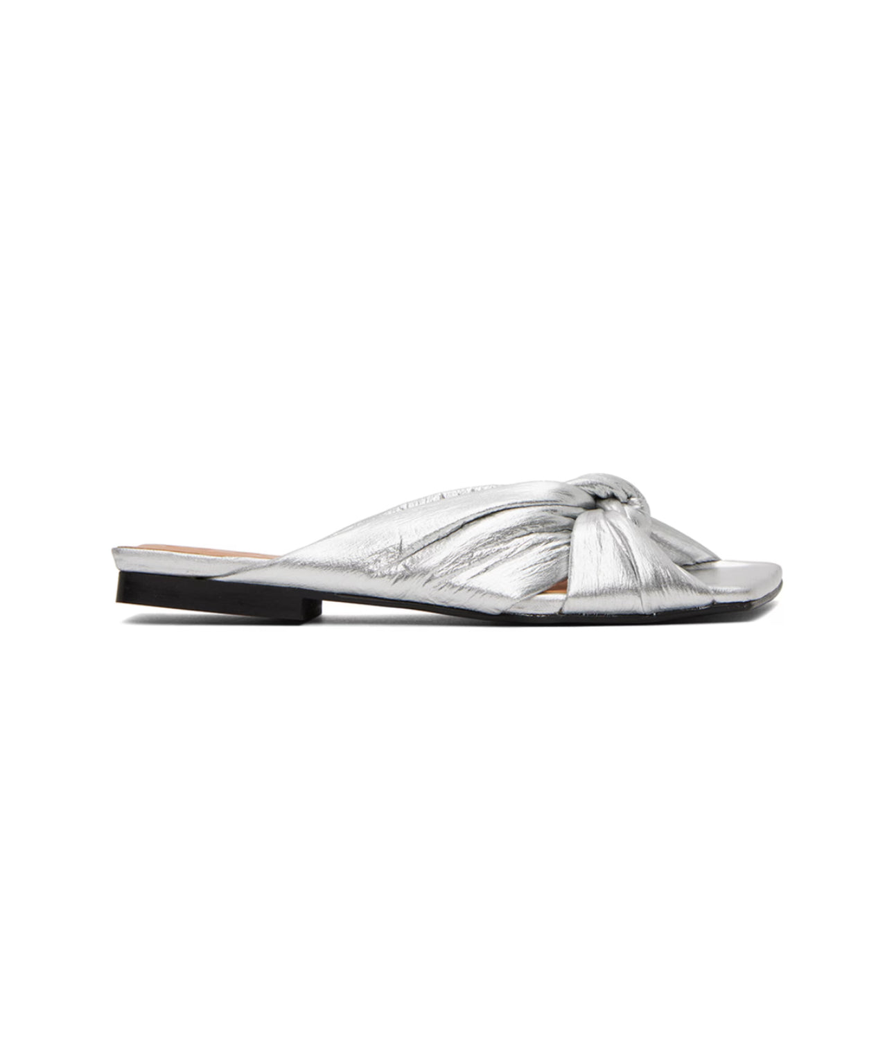 GANNI Soft Knot Flat Mule - Silver