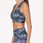 Thrive Société Print V-Neck Racer Back Bra - Abstract Storm
