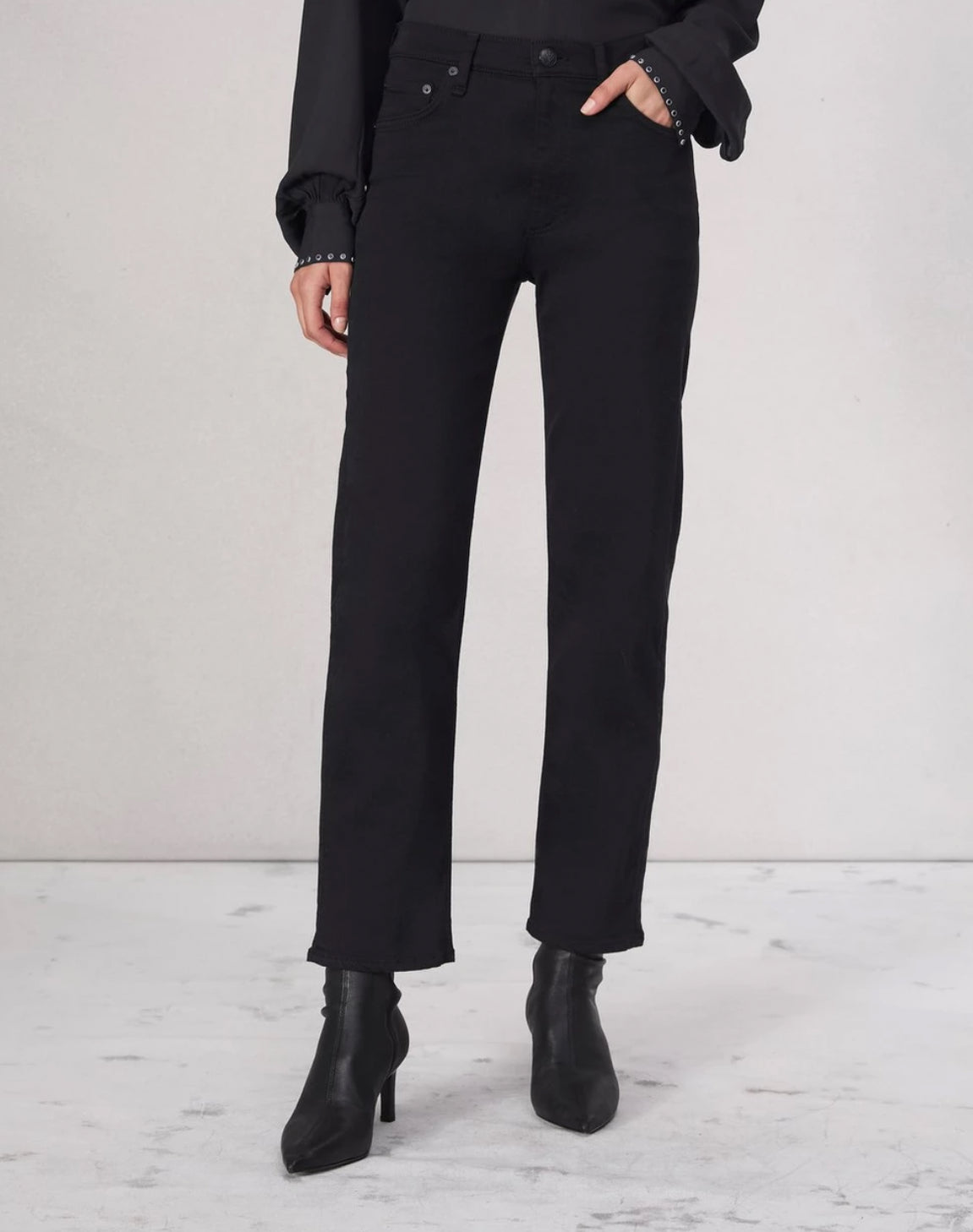 rag & bone Flexi Harlow Straight Jean - Black