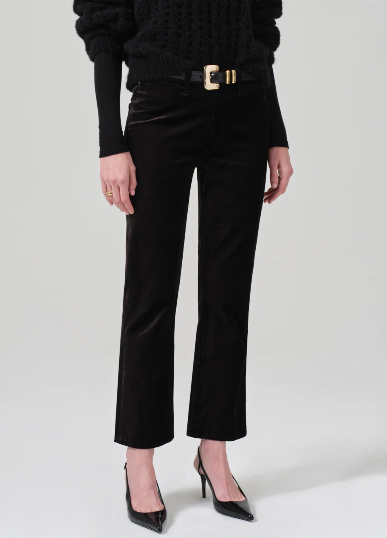 Citizens of Humanity Isola Velvet Cropped Trouser - Black