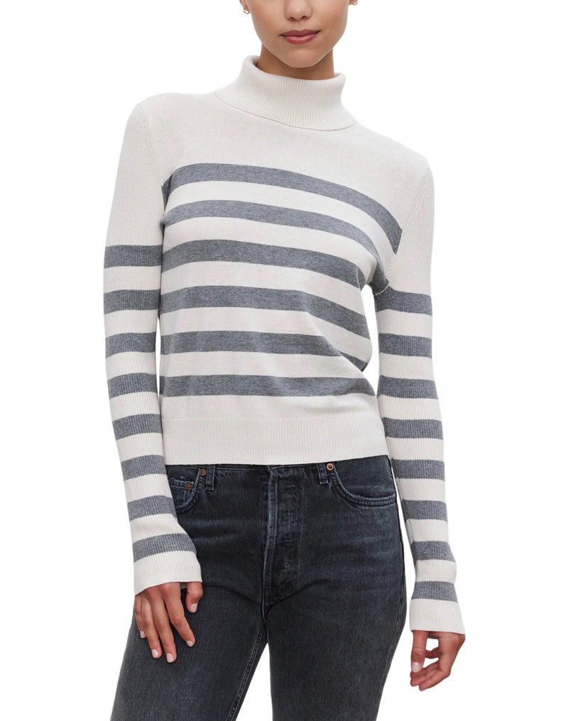 Velvet Korie Striped Sweater - Chalk/Medium Heather Grey