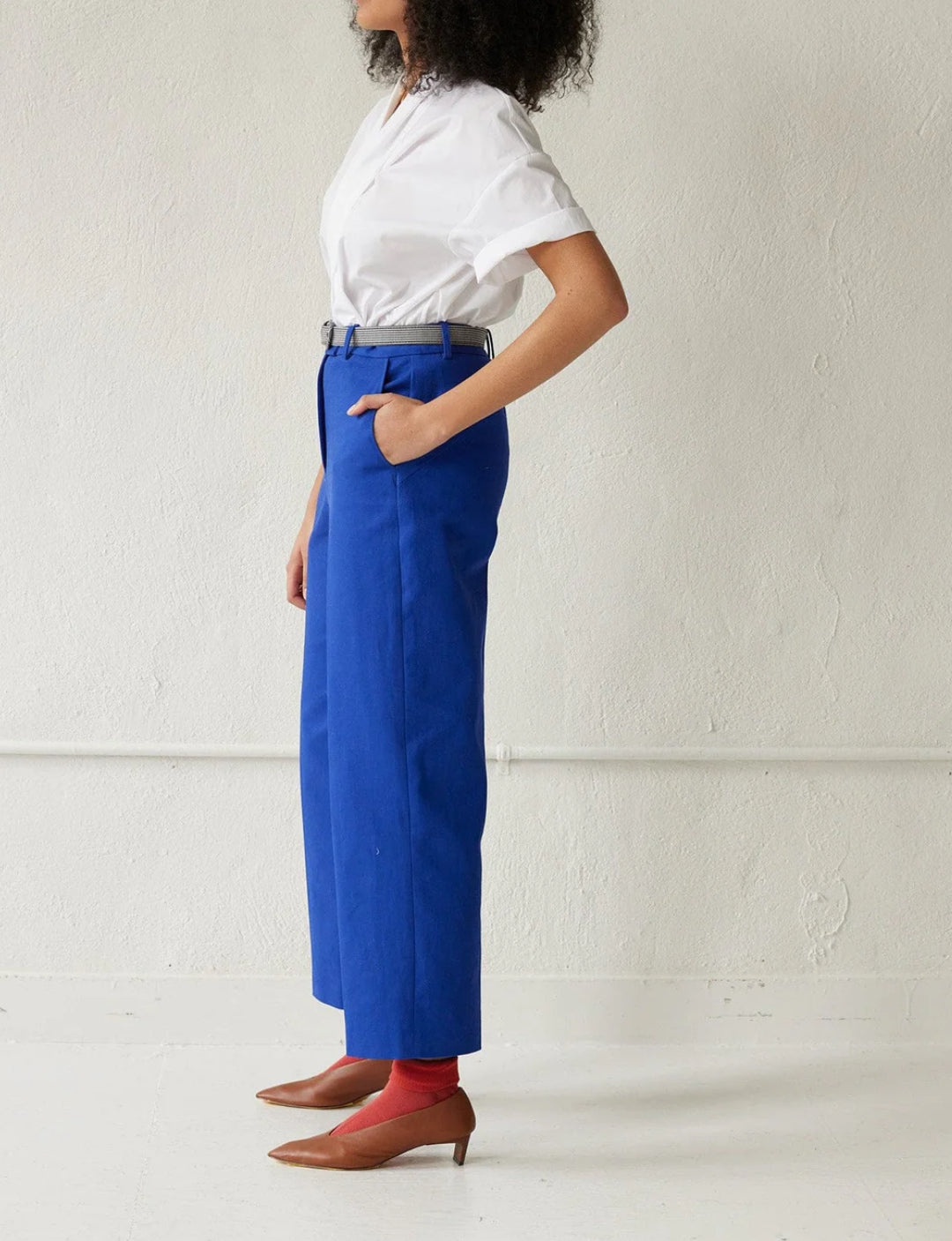 Christine Alcalay Piper Pant in Cotton Twill (Ankle Length) - Cobalt