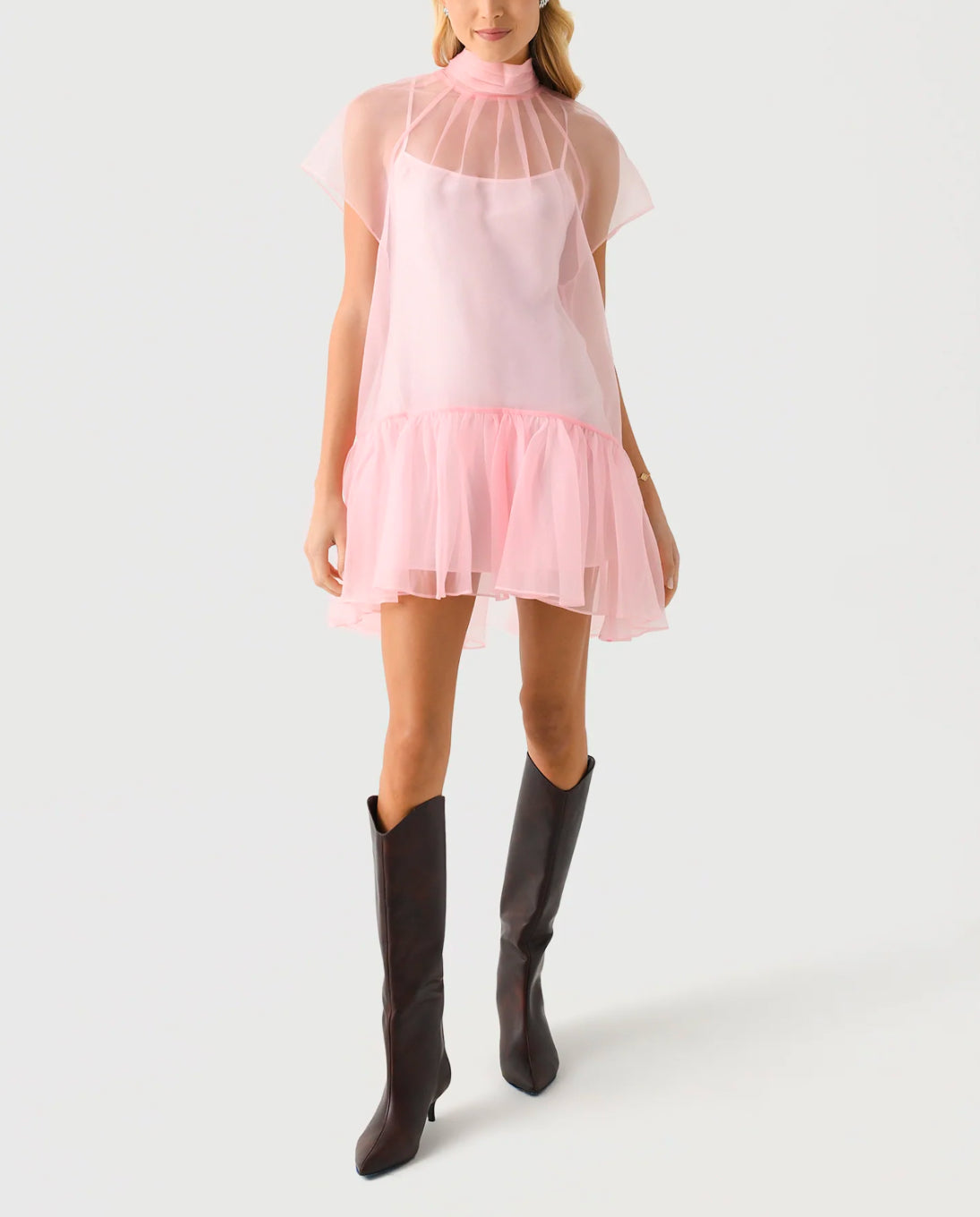 SIMKHAI Beaux Tiered Mini Dress - Ballet Pink