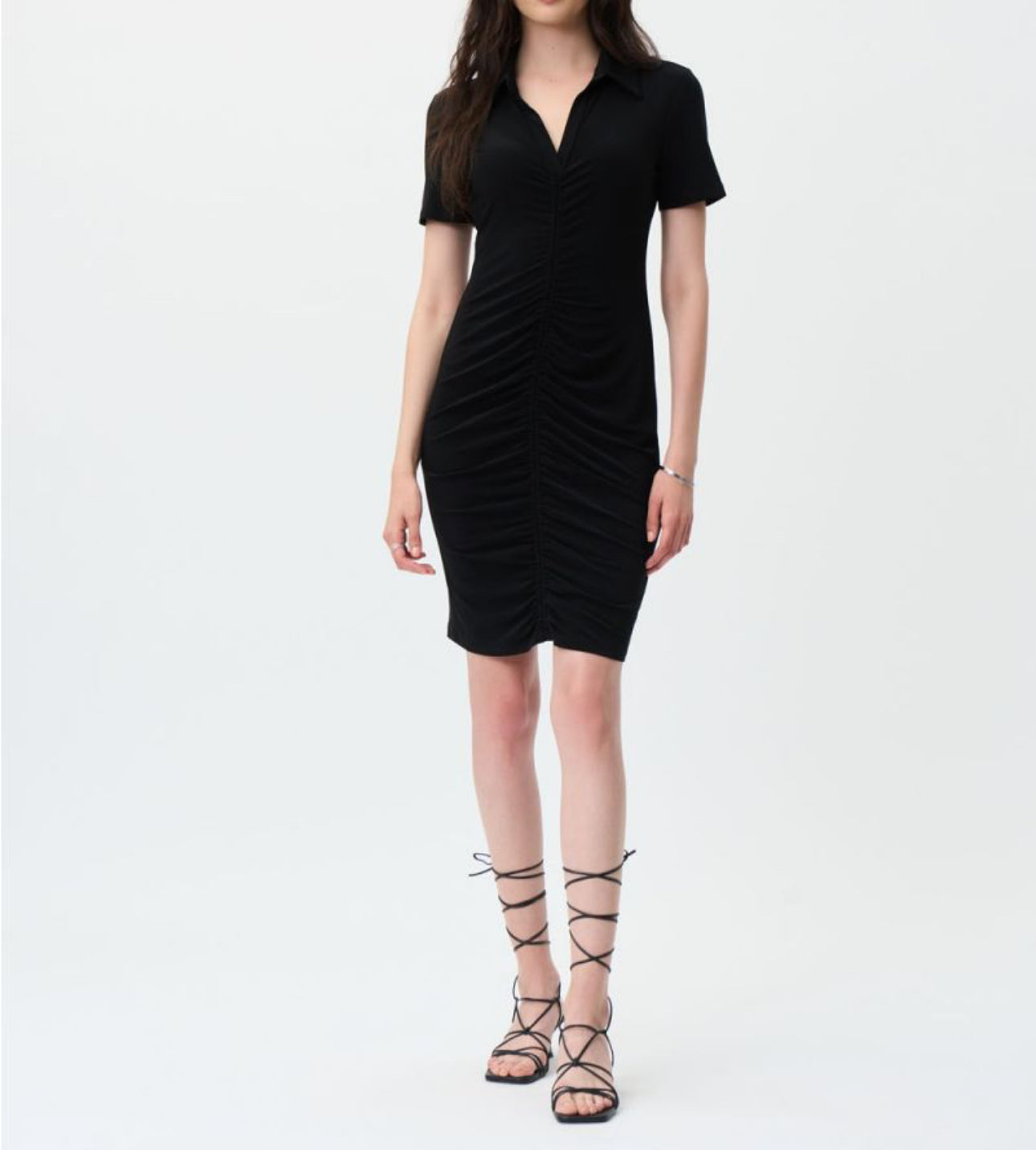 Joseph Ribkoff Short Sleeve A Line Polo Dress - Black