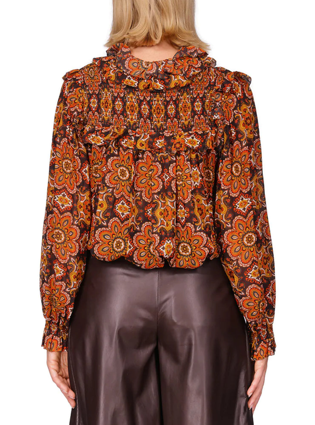 Cara Cara Michelle Blouse - Scarf Medallion Chai Tea