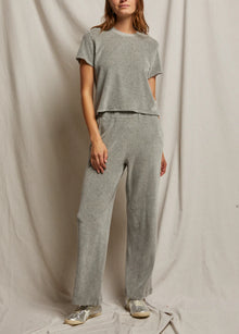 perfectwhitetee Holly Velour Sweatpant - Heather Grey