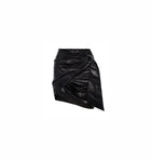 IRO Dybal Wrap-Effect Belted Leather Mini Skirt - Black