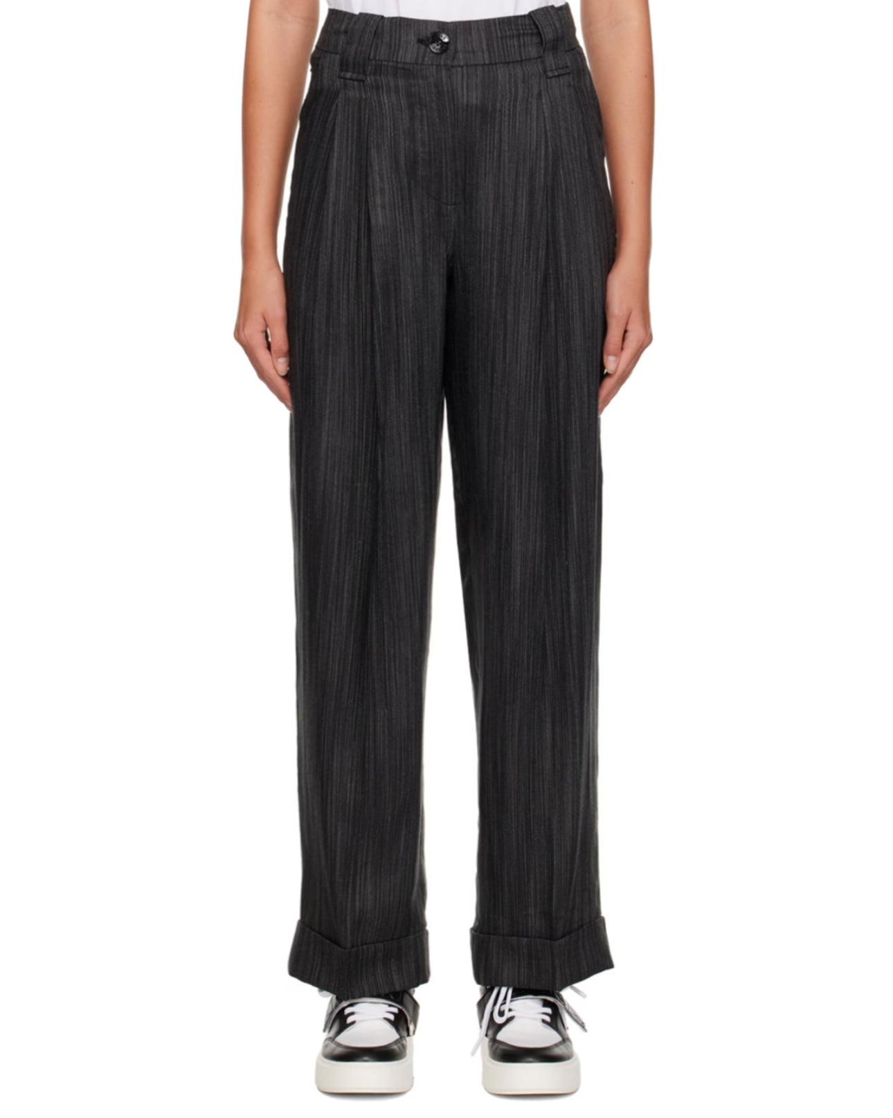 GANNI Black Striped Trousers - Black