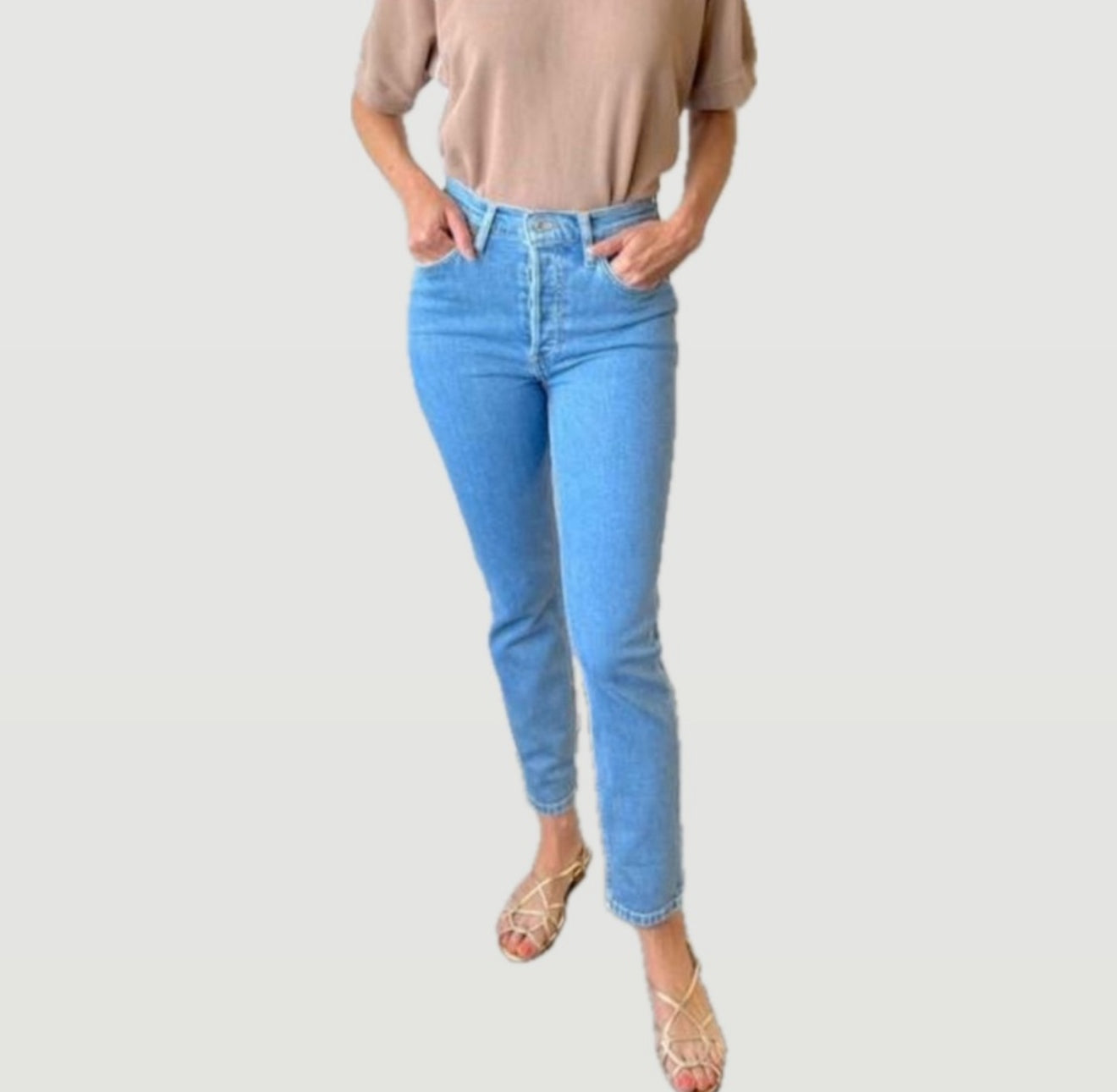 Re/Done 90s Ultra High Rise Ankle Crop - Blue Stone