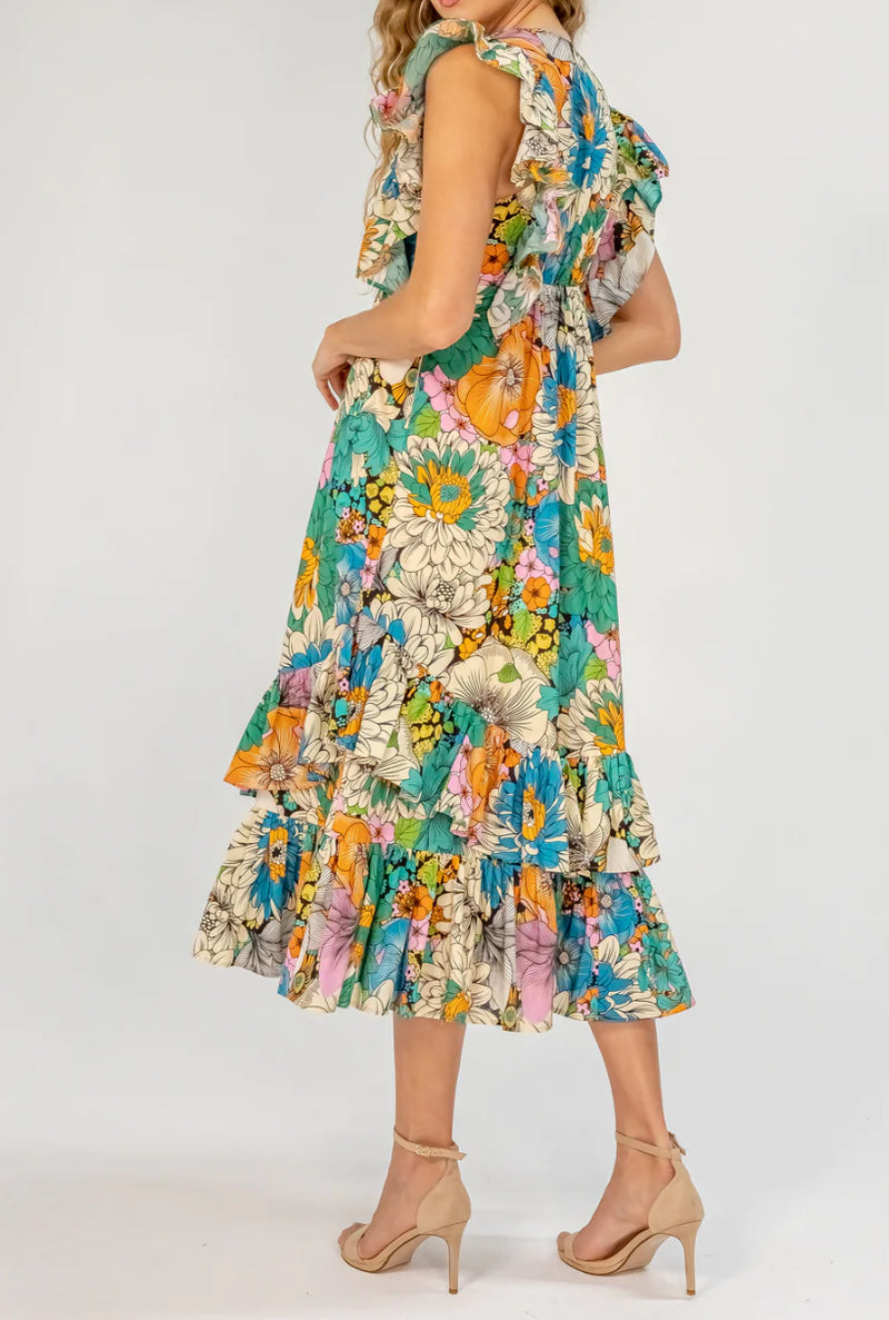 Lavender Brown Audrey Maxi Dress - Jade Multi