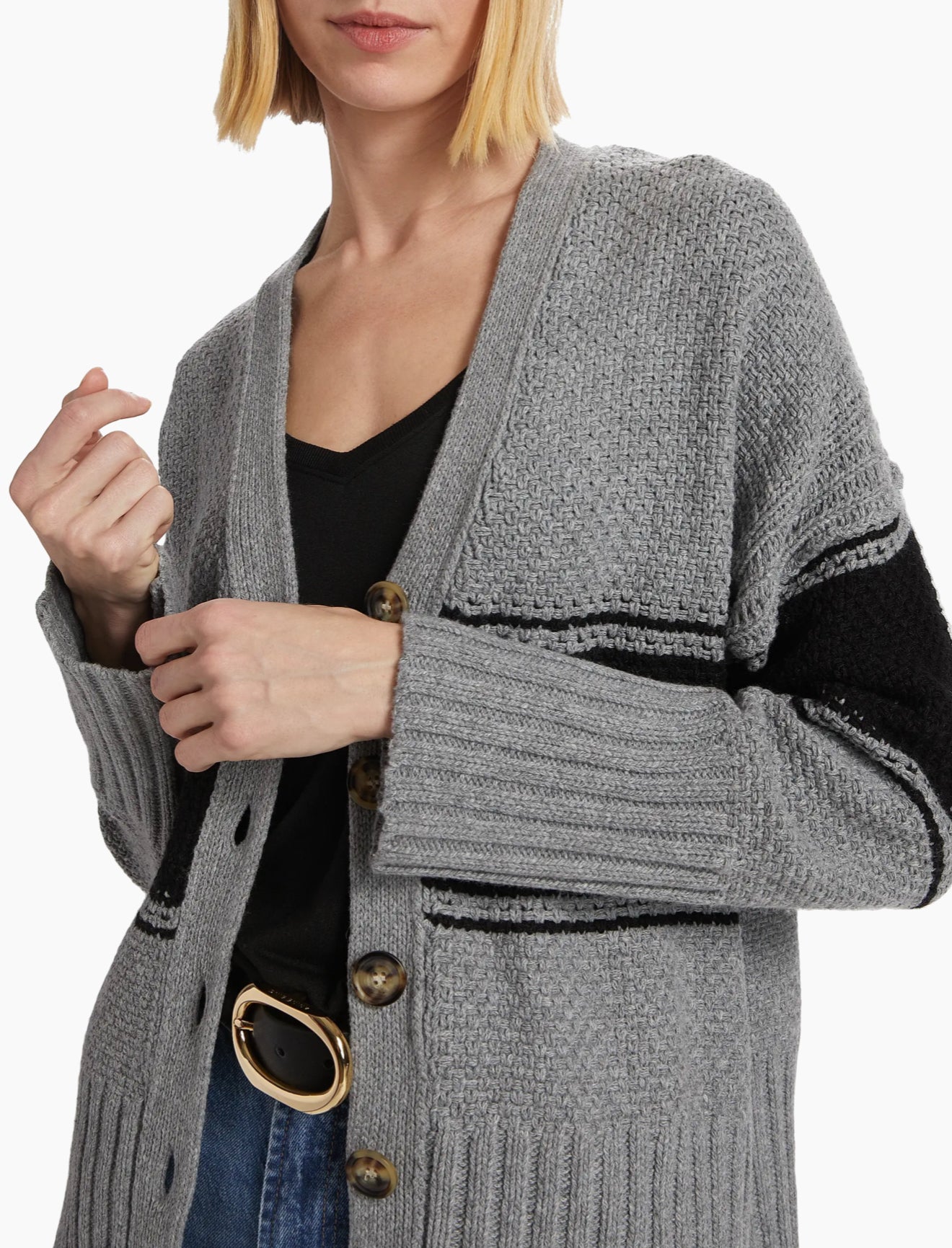 ATM Striped Oversized Cardigan - Cloud Grey