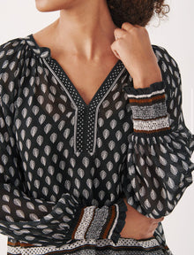 Part Two Ketta Blouse - Black Border Print