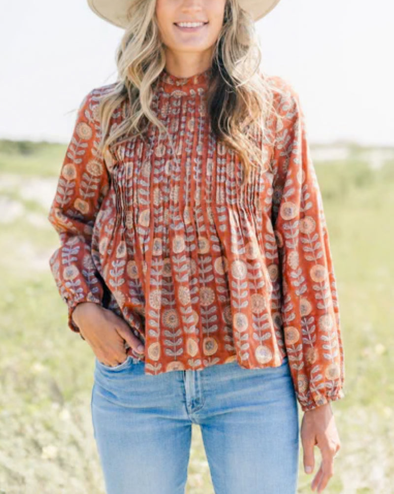 Victoria Dunn Kinsley Blouse - Baked Clay