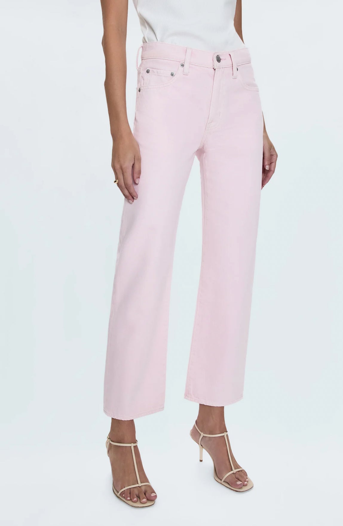 Pistola Lexi Mid Rise Bowed Straight Jean - Blush