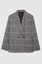 Anine Bing Madeleine Plaid Blazer - Grey/Red