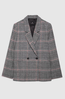 Anine Bing Madeleine Plaid Blazer - Grey/Red