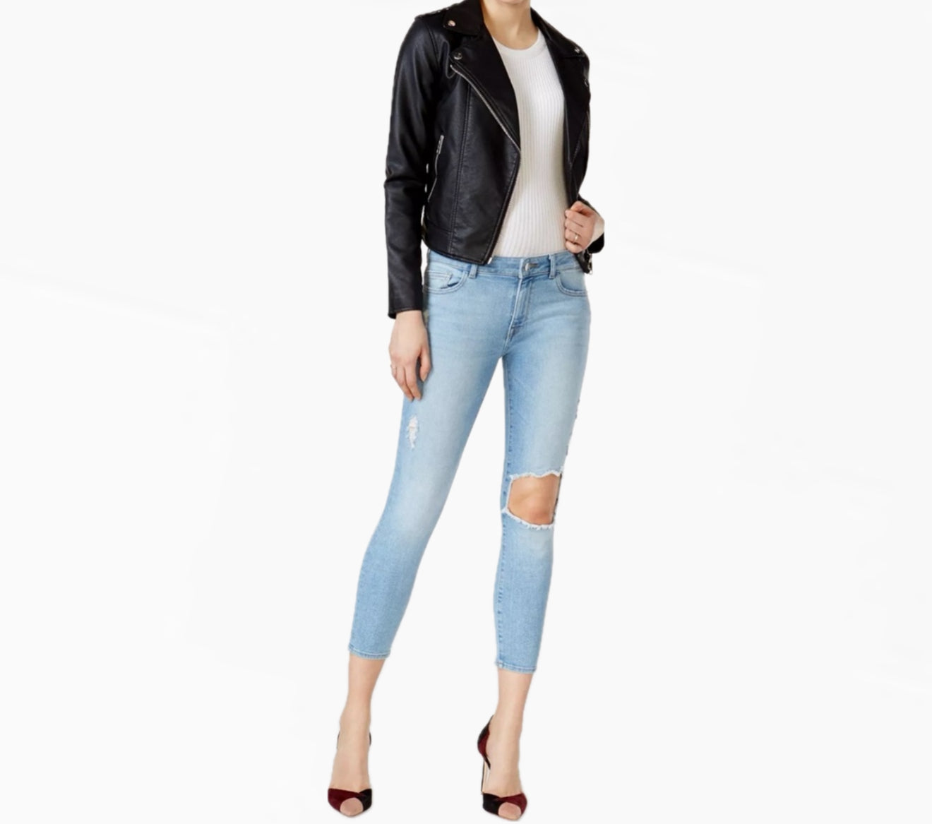DL1961 Florence Crop Mid Rise Instascuplt Skinny Ripped Jeans - Clifton