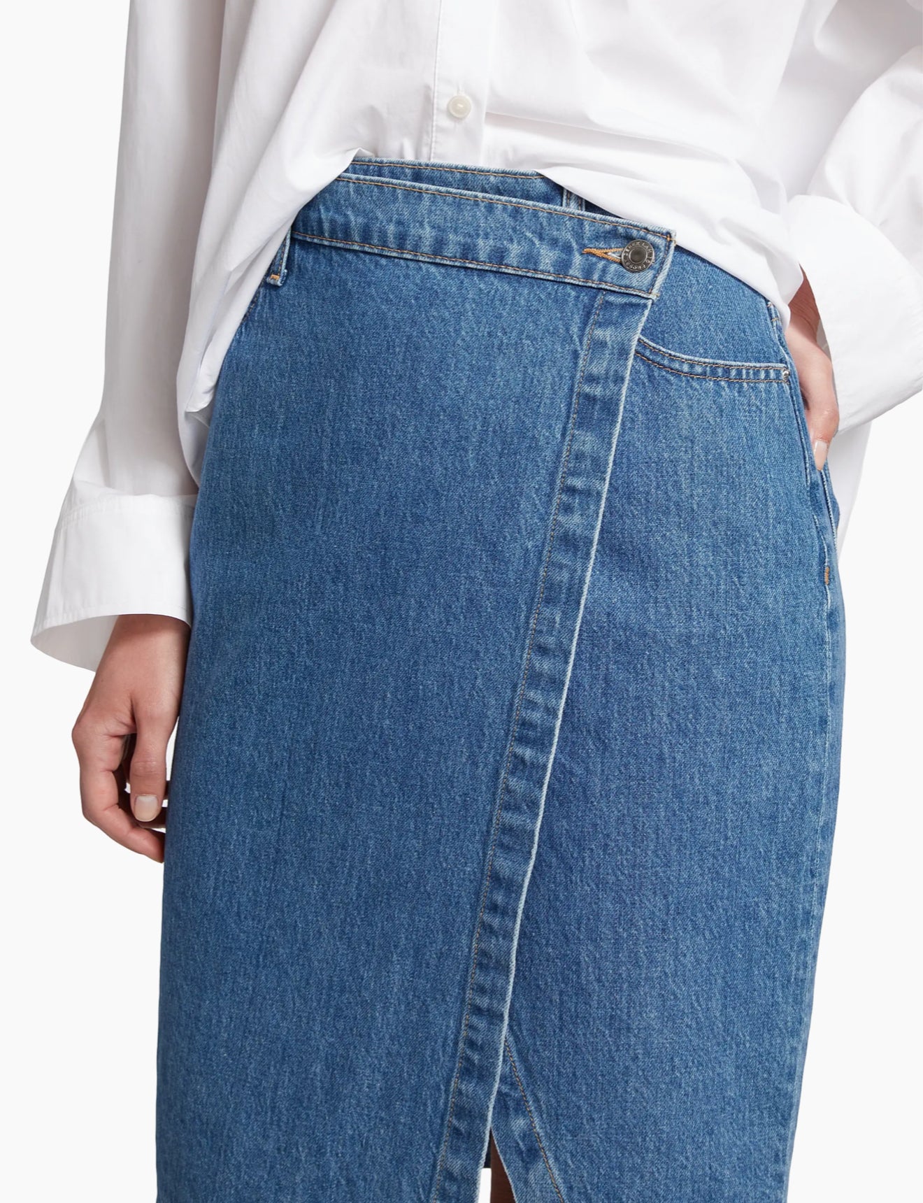 Derek Lam 10 Crosby Aine Asymmetrical Denim Skirt - Canal