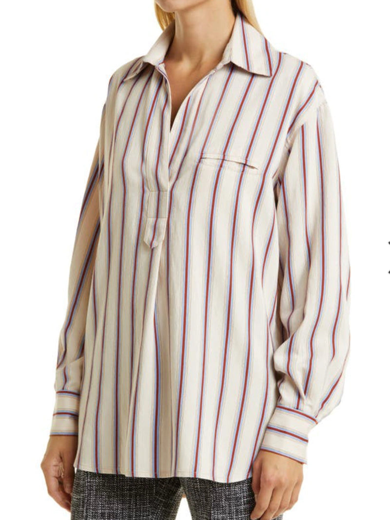 Smythe Over the Head Shirt - Ecru Banker Stripe