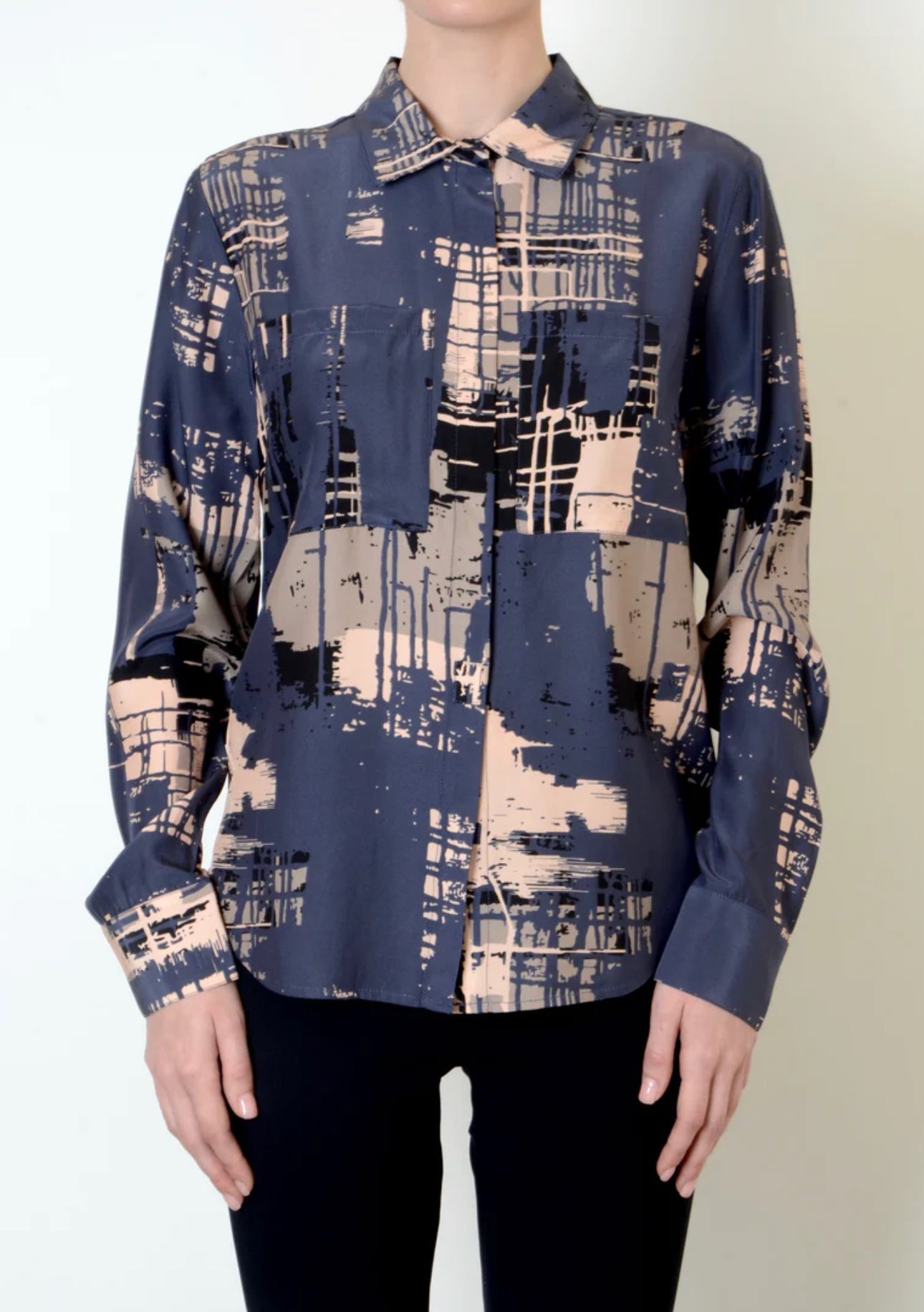 Elaine Kim Ursula Silk Wrap Shirt - Abstract Print