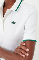 Lacoste UV Protect Stripe Collar Tennis Polo - White/Green
