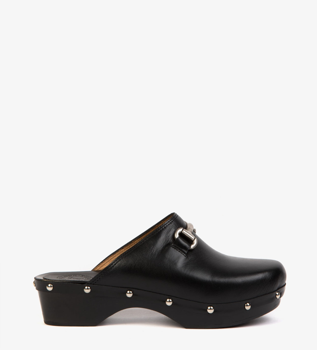 Penelope Chilvers Low Horsebit Leather Clog - Black