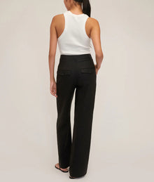 Marissa Webb Theo Linen Double Waist Trouser - Black