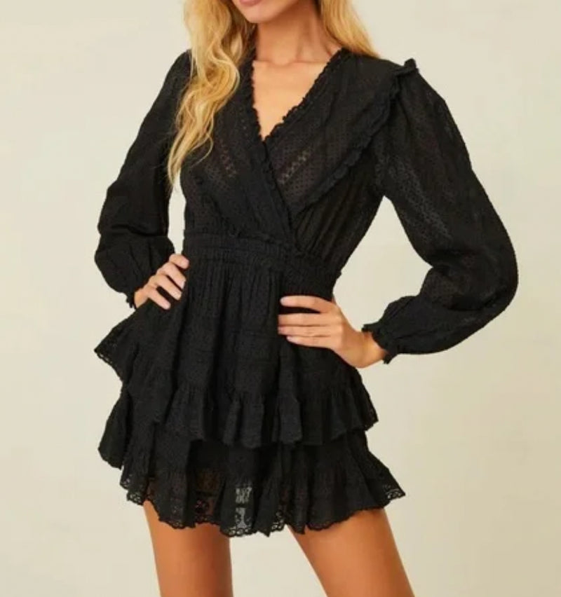 LoveShackFancy Milena Dress - Black