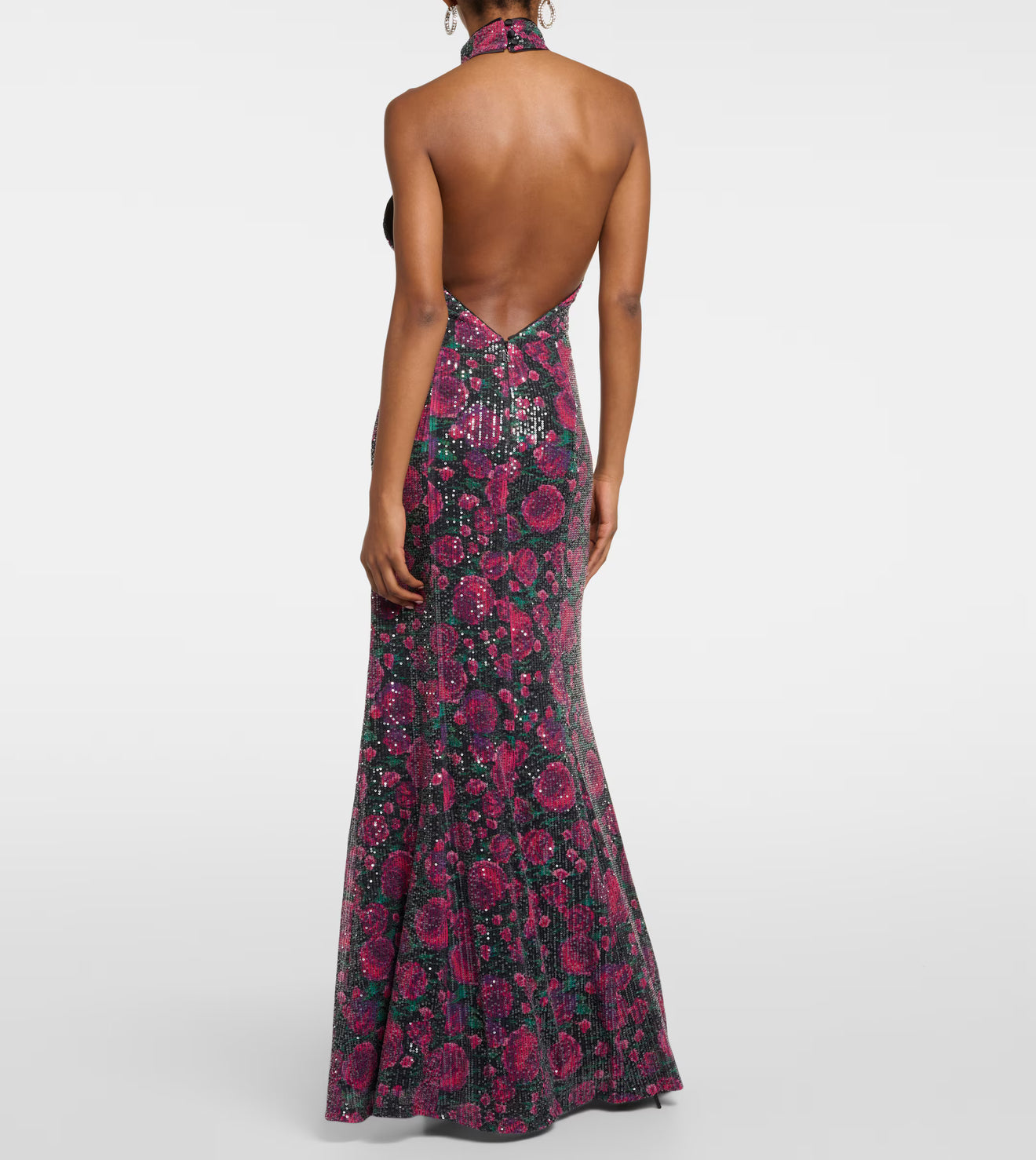 Rotate Birger Christensen Sequin Embellished Floral Halter-Neck Dress - Bold Rose Tap Shoe