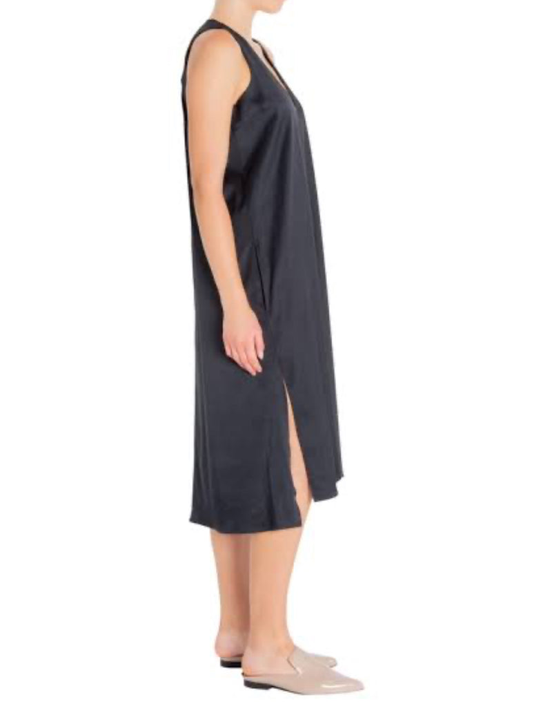 Elaine Kim Tabitha Cupro V Neck Dress - Ink