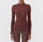 ATM Mock Neck Silk & Cotton Sweater - Chocolate