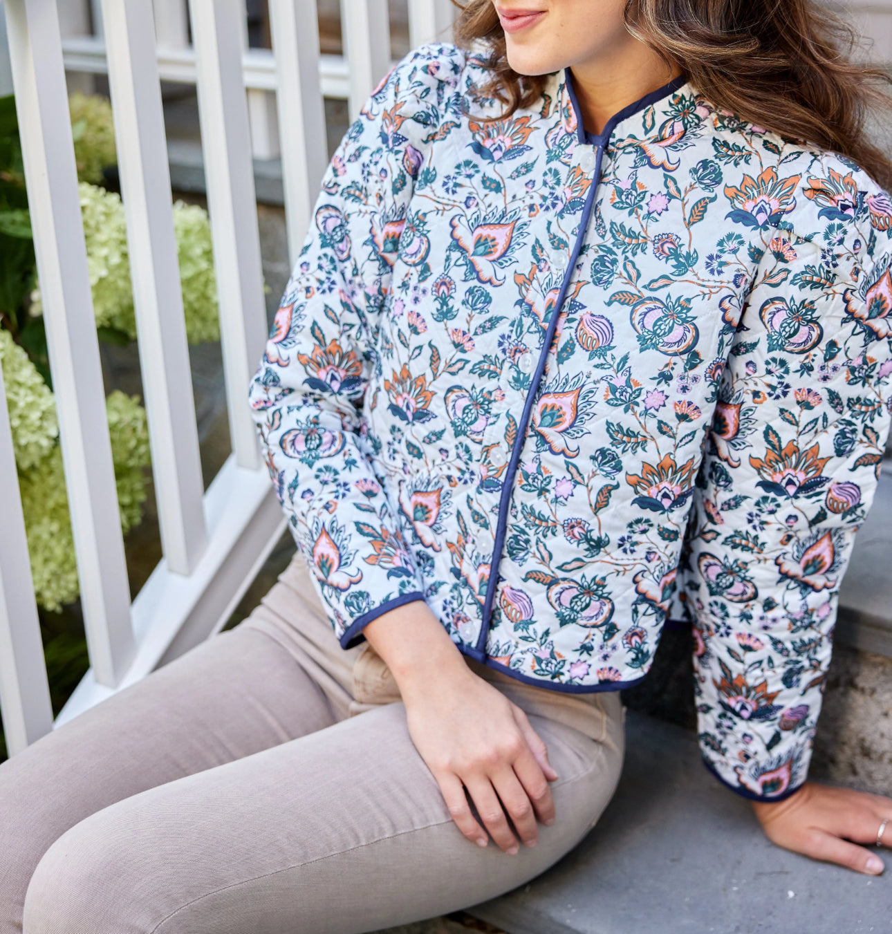 Sail To Sable French Floral Button Front Jacket