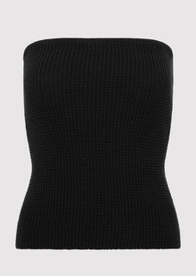 St. Agni Textured Knit Strapless Top - Black