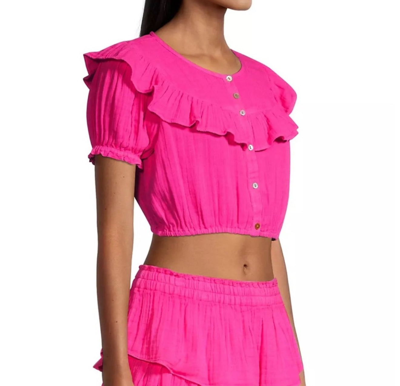 LoveShackFancy Elania Top - Flirty Fuchsia