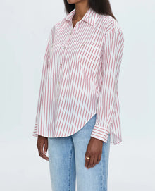 Pistola Samantha Oversized Button Up Shirt - Ruby Stripe