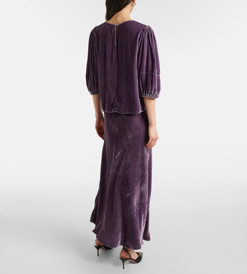 Velvet by Graham & Spencer Nancy Silk Velvet Top - Armor