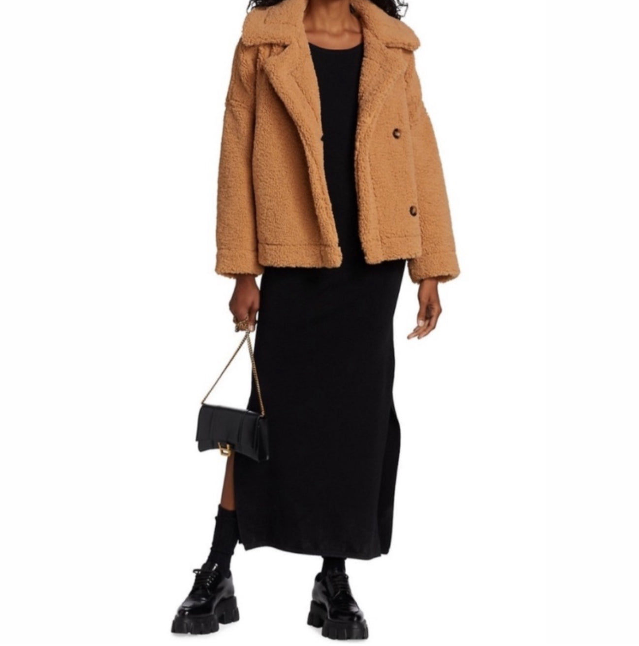 Spencer Faux Shearling Teddy Coat - Camel