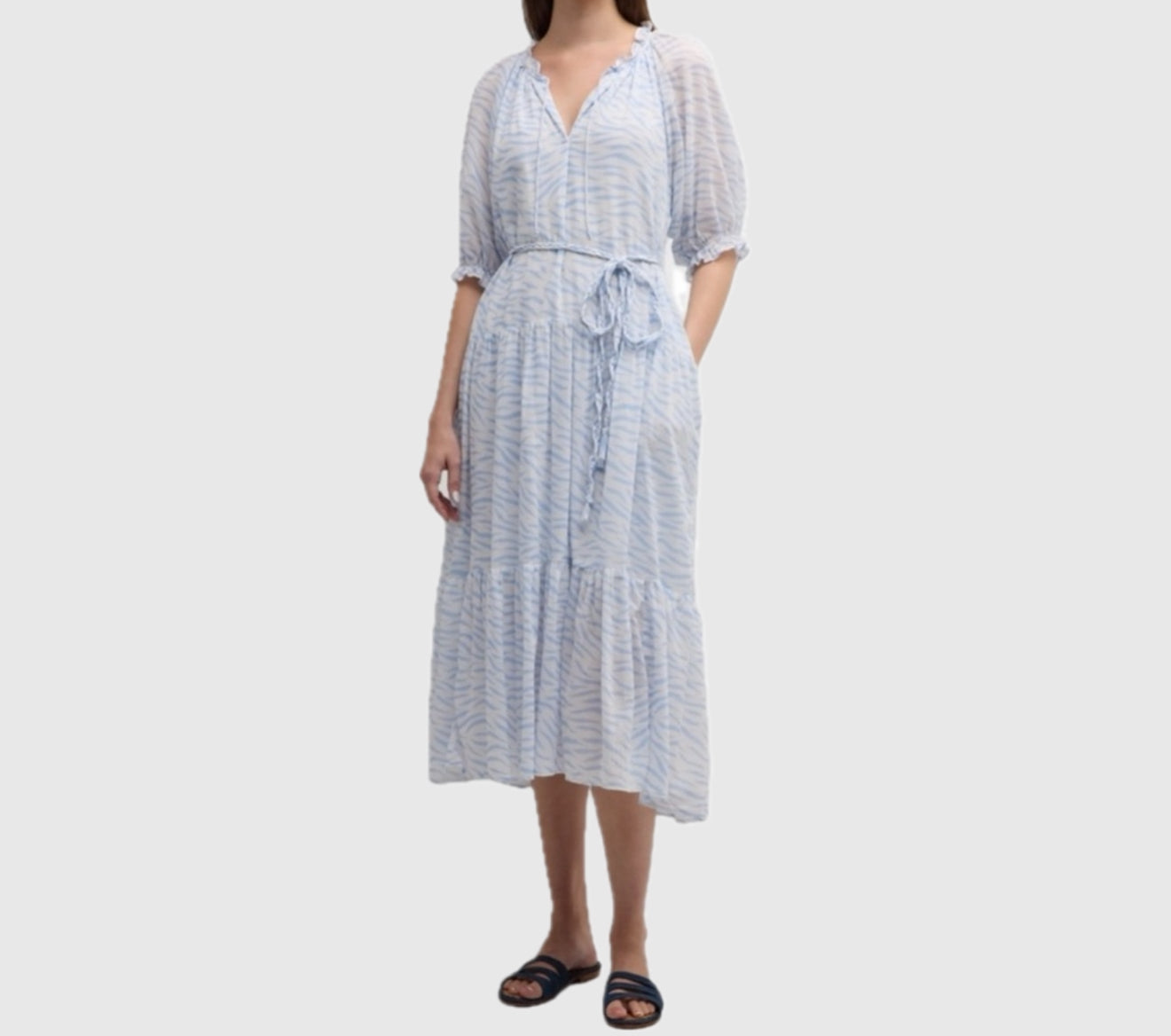 Xirena Lyta Tiered Tiger Stripe Print Dress - Blue Wave
