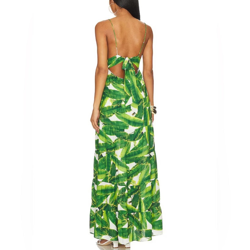 alice + olivia Karolina Halter Maxi Dress - Sun Palm/Off White