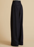 KHAITE The Banton Pant - Navy/White Stripe