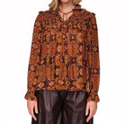 Cara Cara Michelle Blouse - Scarf Medallion Chai Tea