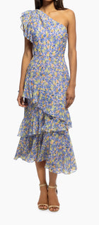 Shoshanna Priya Floral Ruffled Midi Dress