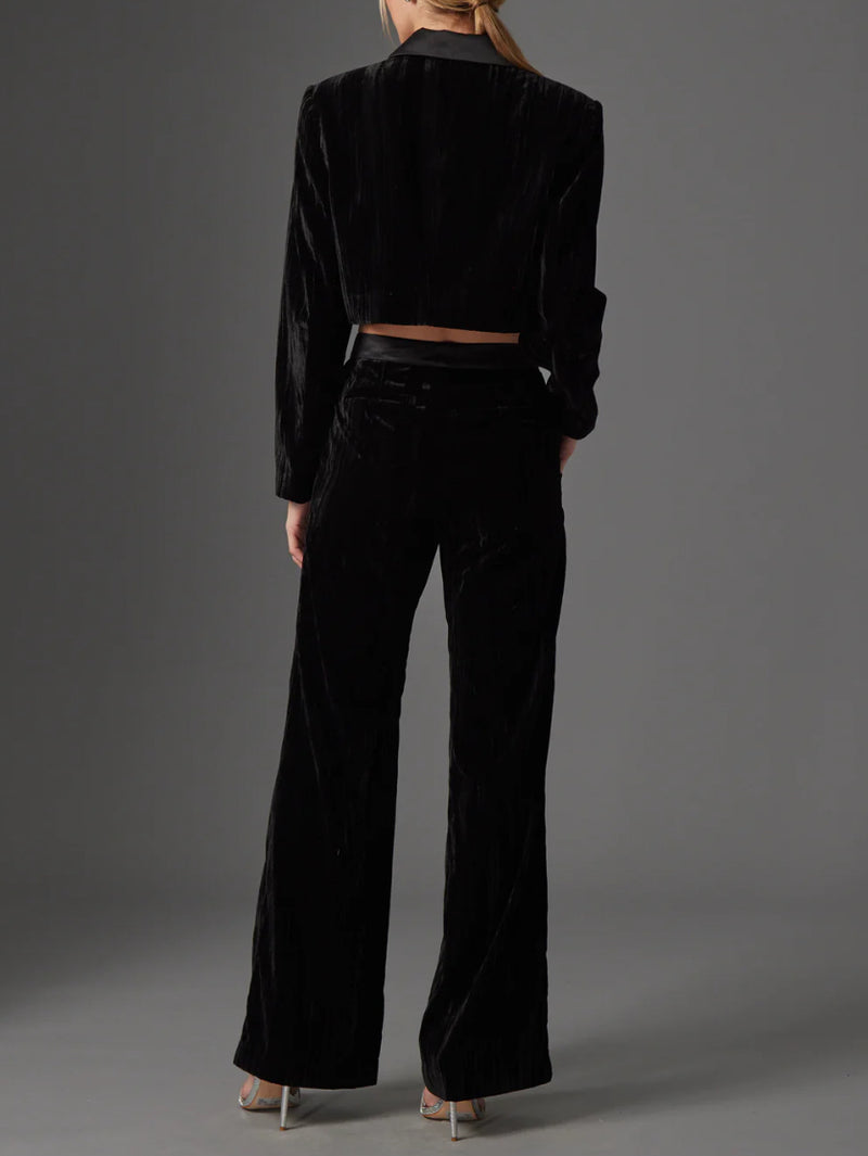 Gilner Farrar Brielle Pant - Black Crinkled Velvet