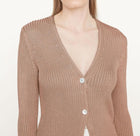 Vince Ribbed Button Cardigan - Chestnut