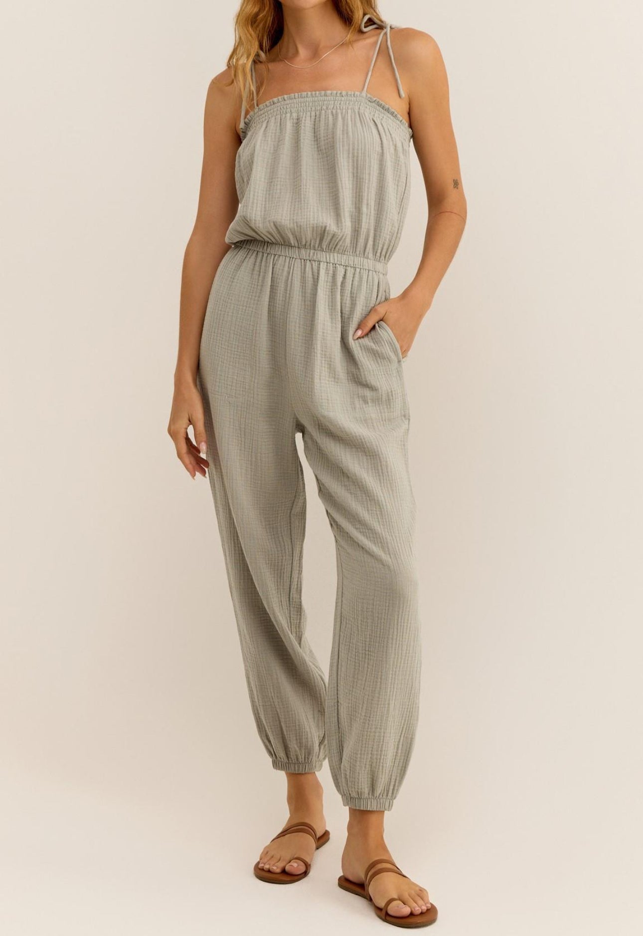 Z Supply Kiara Gauze Jumpsuit - Pale Jade